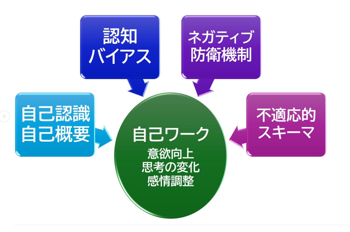 認知力やスキーマ、自己認識など意欲向上や思考変化、感情調整の自己ワーク86例